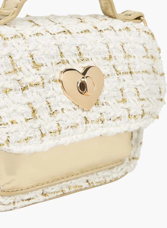 Little Missy Girls Textured Crossbody Bag With Twist Lock Closure And Adjustable Strap