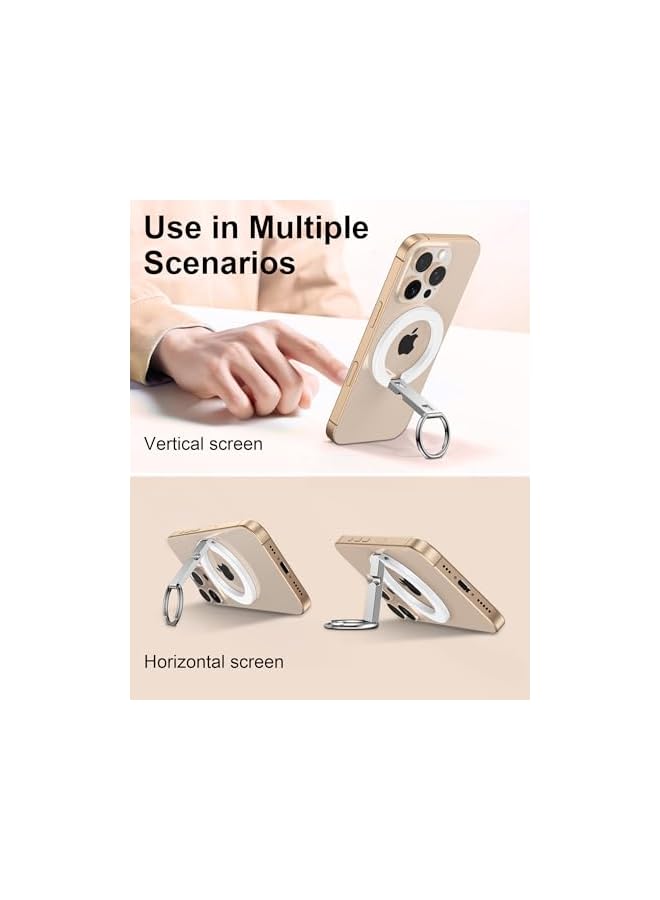 S-TOP Magnetic Phone Stand with Ring Holder, iPhone & Samsung MagSafe Grip Stand | Mag Safe Kickstand, Desk Holder, Magnetic Phone Ring Grip for Case, iPhone 17Pro Max – White, Hands-Free Viewing, Secure Hold - Image 3