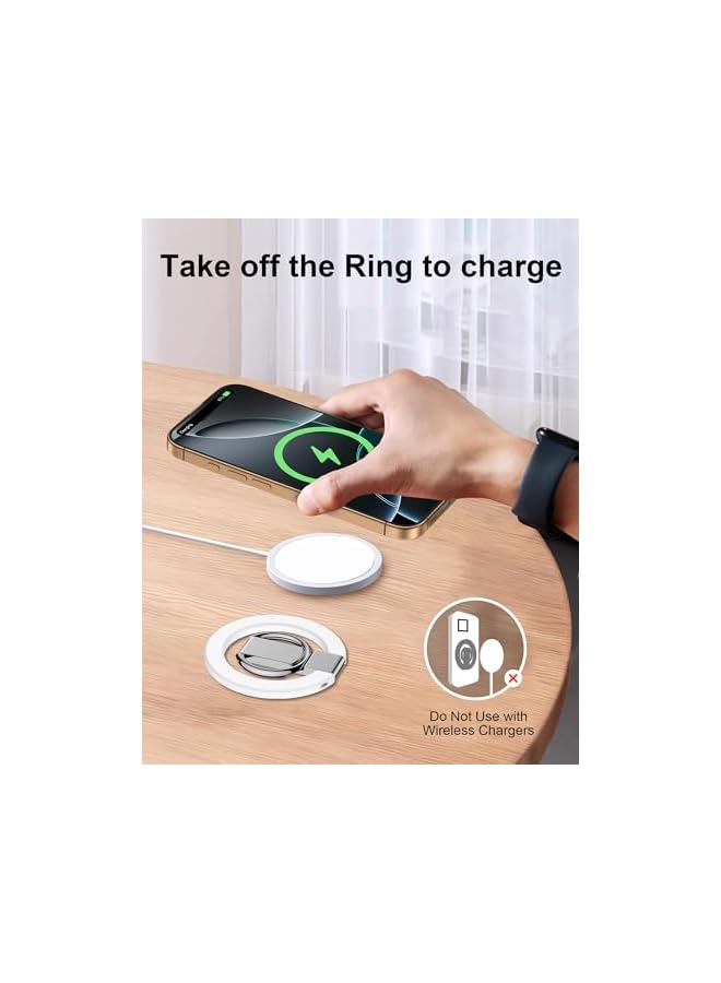 S-TOP Magnetic Phone Stand with Ring Holder, iPhone & Samsung MagSafe Grip Stand | Mag Safe Kickstand, Desk Holder, Magnetic Phone Ring Grip for Case, iPhone 17Pro Max – White, Hands-Free Viewing, Secure Hold - Image 2
