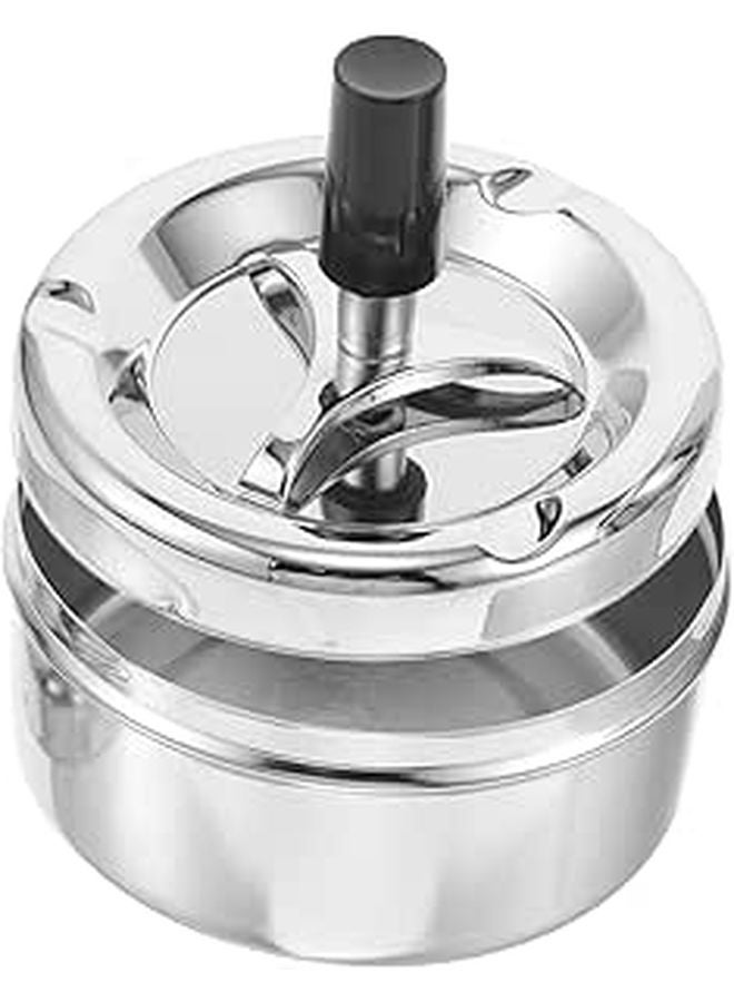 Stainless Steel Smokeless Ashtray Push Down Mechanism Indoor Outdoor Use - Image 1