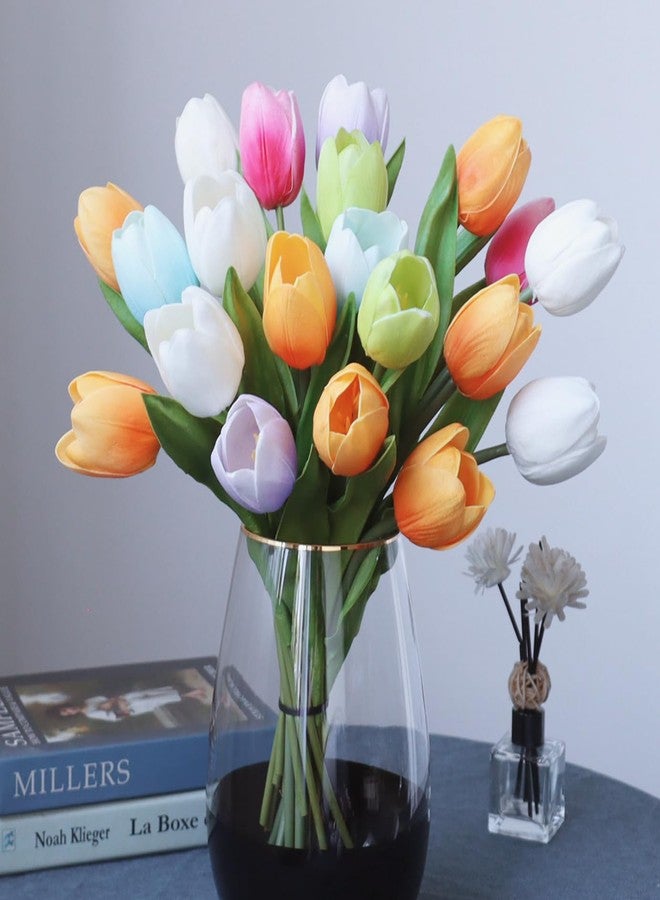 Buart Real Touch Artificial Flowers for Valentine's Day Mother's Day Home Table Centerpieces Decorations,Spring-Colors Fake Tulip for Wedding Bridal Bouquet(Luxury-Series,11pcs) - Image 1