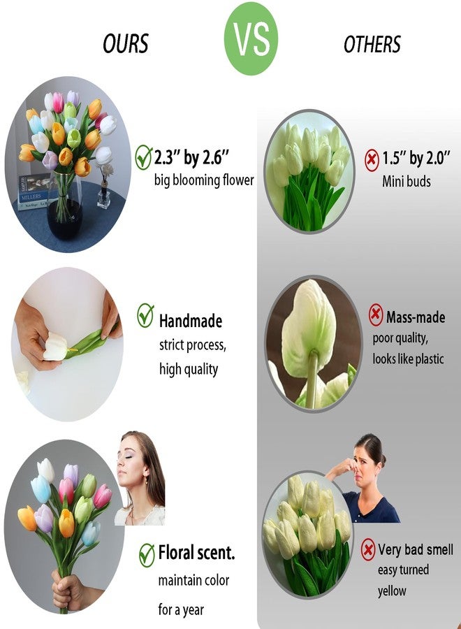 Buart Real Touch Artificial Flowers for Valentine's Day Mother's Day Home Table Centerpieces Decorations,Spring-Colors Fake Tulip for Wedding Bridal Bouquet(Luxury-Series,11pcs) - Image 2