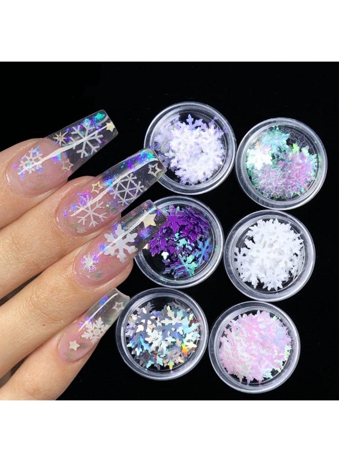 Valuu Christmas Snowflakes Ultrathin Nail Sequins Laser Sparkly Nail Glitter Flake Winter Diy Nail Decals Nail Decoration - Image 1