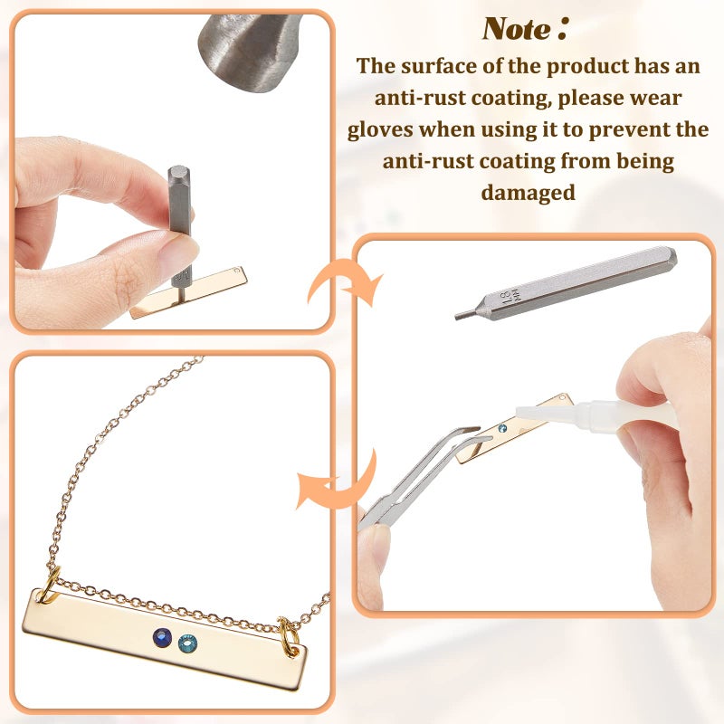 MTLEE Metal Stamping Jewelry Kit, Includes 3 Punch Tools, 1500 Rhinestones, 15 Tags for DIY Necklace Bracelet - Image 4