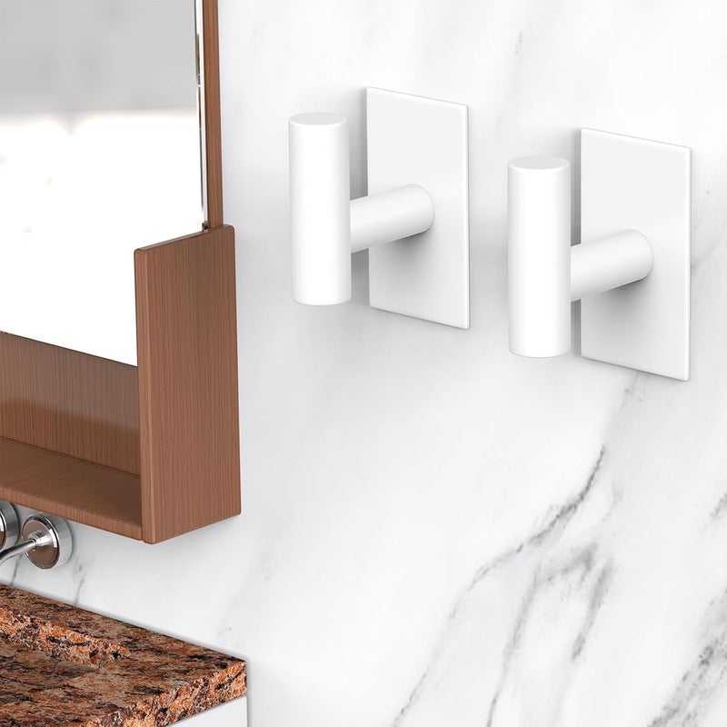 VAEHOLD Wall Towel Hooks, Heavy Duty Sticky Holder Waterproof Towel Hooks for Hanging Coat, Clothes, Closet Hook Wall Mount for Kitchen (White, 2 Pack) - Image 4
