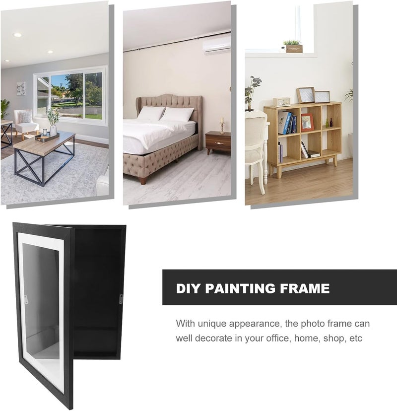 ’s Wall Picture Frame Set A4 Size Black Canvas Stretch Oil Painting Frame with Flip Cover for ’ Art Display and Home Decoration - Image 5