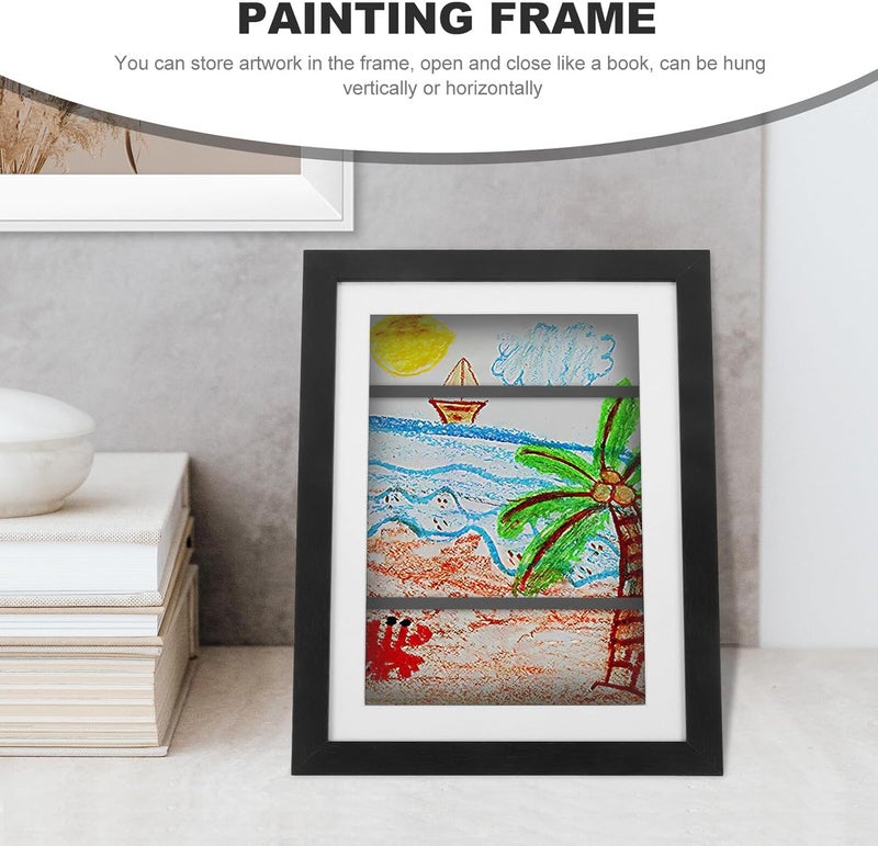 ’s Wall Picture Frame Set A4 Size Black Canvas Stretch Oil Painting Frame with Flip Cover for ’ Art Display and Home Decoration - Image 4
