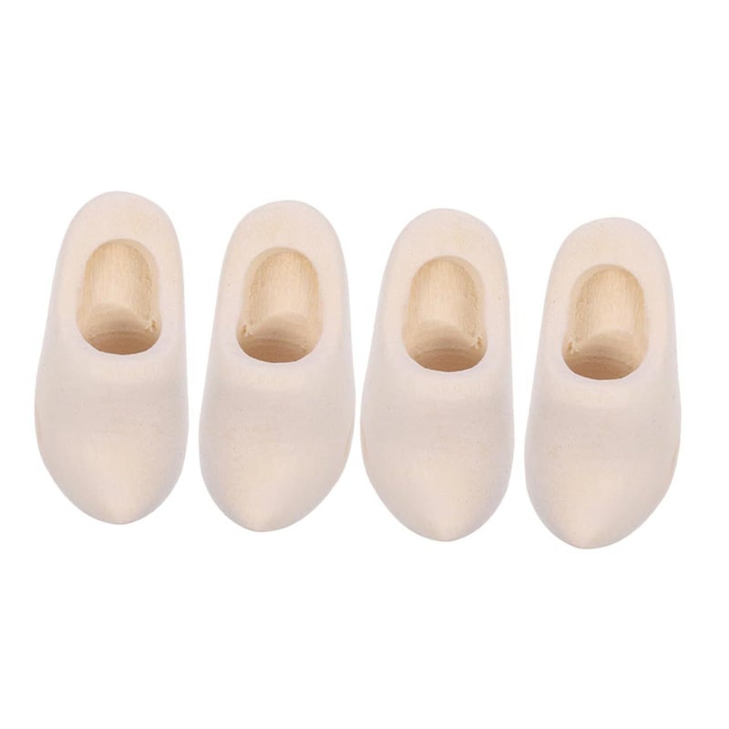 Unfinished Wooden Dutch Klompen Models 2 Pairs For Dollhouse DIY Craft Miniature Decor - Image 2