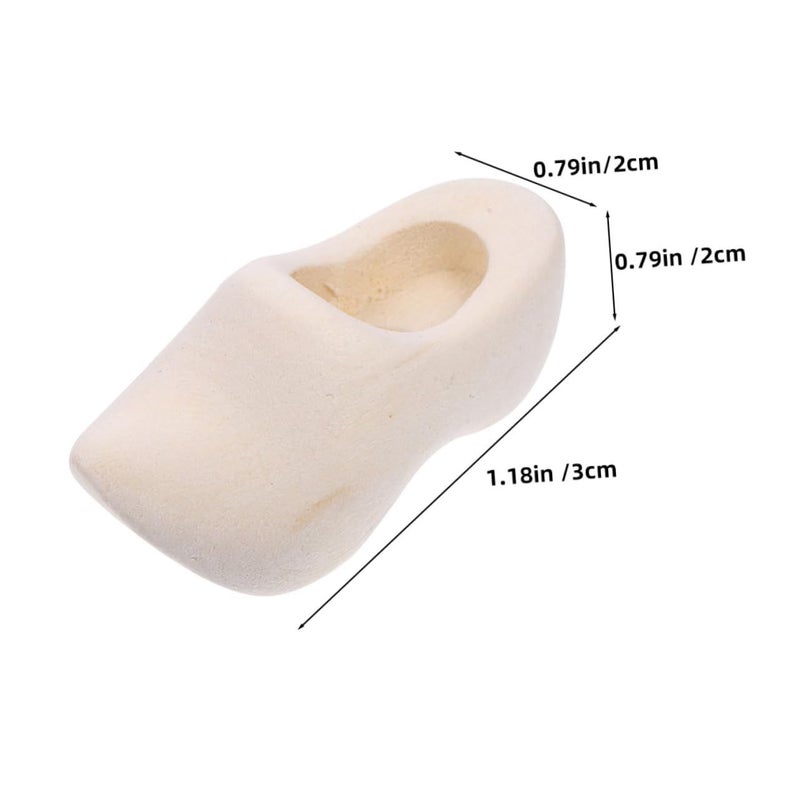 Unfinished Wooden Dutch Klompen Models 2 Pairs For Dollhouse DIY Craft Miniature Decor - Image 3