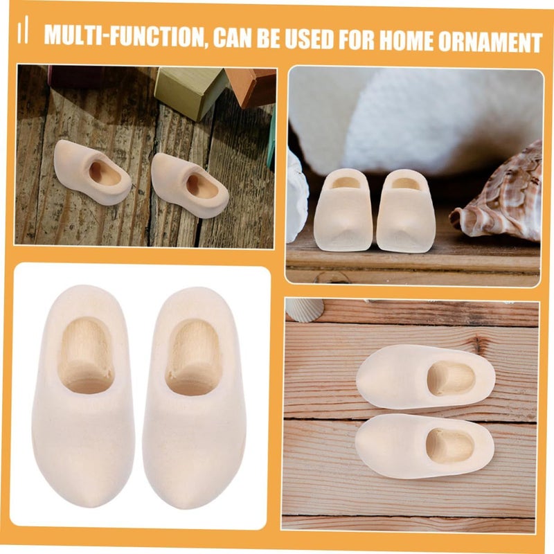 Unfinished Wooden Dutch Klompen Models 2 Pairs For Dollhouse DIY Craft Miniature Decor - Image 4