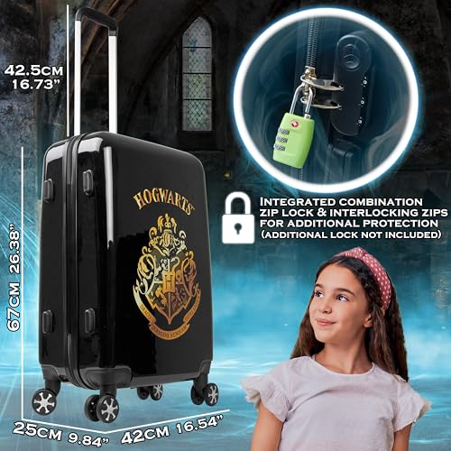 Harry Potter Suitcase for Kids Teens Hogwarts Hard Shell Luggage Rolling Suitcase 4 Wheels Travel Essentials Vacations Trips (M/L26”xW16.5”, 60L, Black) - Image 4