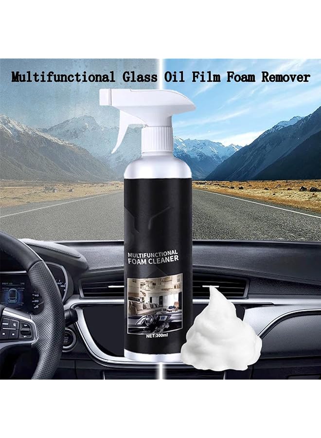 Excefore Multifunctional Glass Oil Film Foam Remover, 2 Pcs Glass Oil Film Remover For Car With Sponge Towel, Car Glass Oil Film Cleaner, Glass Stain Removal Cleaner, Oil Film Remover For Car Window - Image 2