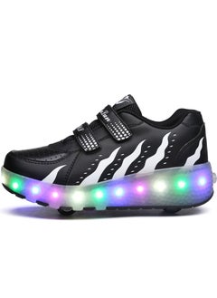 Loquat LED Light Up Roller Skates Wheel Shoes for Kids Black  - Image 2