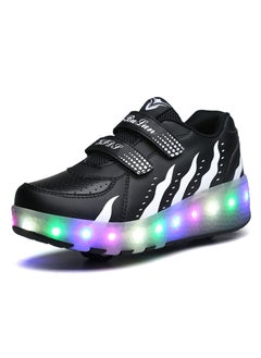Loquat LED Light Up Roller Skates Wheel Shoes for Kids Black  - Image 1