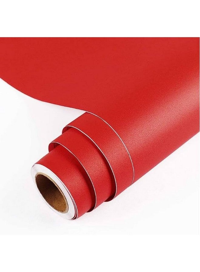 SUNBIRD Red Matte Color Vinyl Wall Stickers Vinyl Self Adhesive Wood Grain Wallpaper Waterproof Old Furniture Vinyl Red Stickers Wooden Door Wardrobe Desktop Pvc Wall Papers (20 X 60_Inch) - Image 1