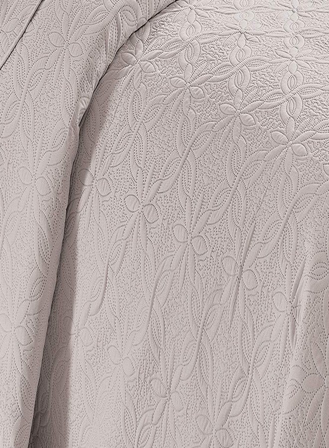 Fancy Linen 3pc Embossed Coverlet Bedspread Set Oversized Bed Cover Solid Floral Daisy Pattern New # Allis (Full/Queen, Beige) - Image 2