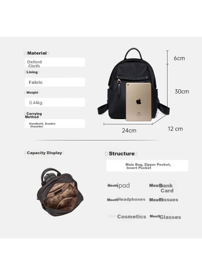 Zooler Women's Lightweight Oxford Cloth Backpack Waterproof Backpack Large Capacity Travel Backpack Student School Bag - Image 2