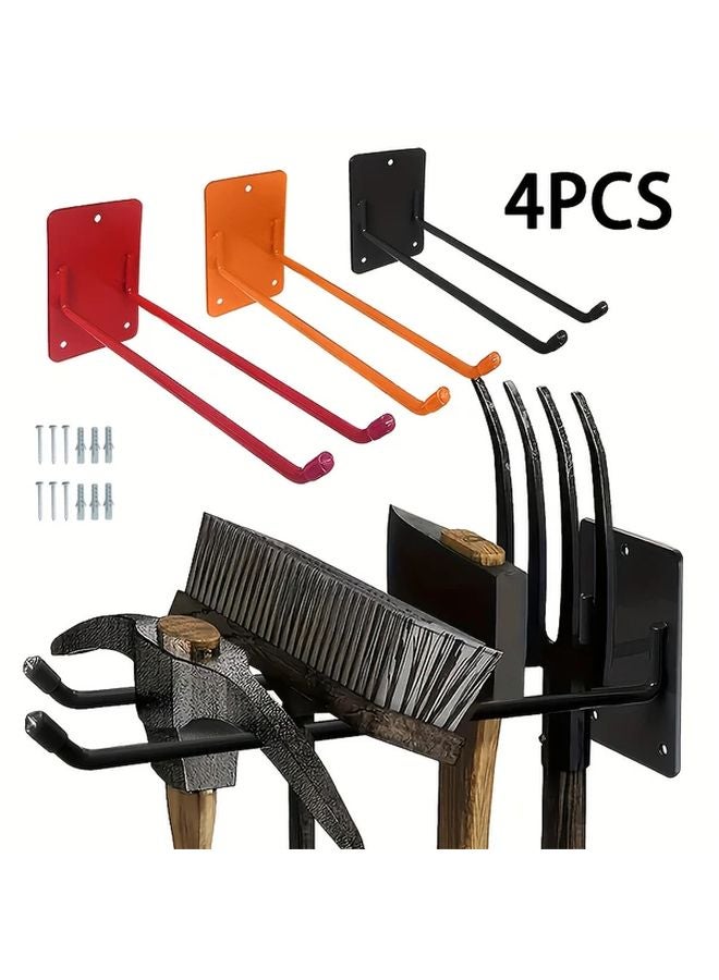 4Pack Wall Mounted Metal Tool Organizer Rack Durable Black Finish Space Saving Design - Image 1