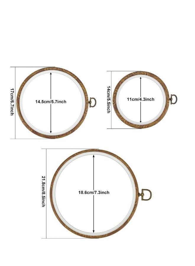 3 Sizes Embroidery Hoops Ring Tambour Embroidery Frames Round Cross Stitch Hoop Crochet Circle Set Display Frame Imitation Wood Embroidery Kit for Craft Handy Sewing, 4.3/5.7/7.3Inch  - Image 2