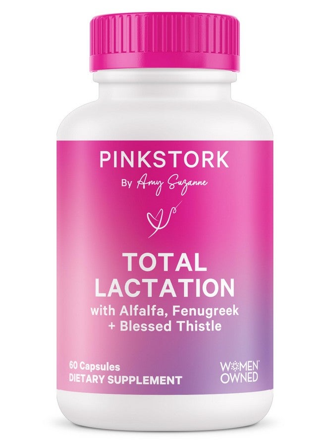 Pink Stork Total Lactation Supplement for Breast Milk Supply, Organic Fenugreek and Alfalfa to Support Breastfeeding, Milk Flow, and Production, Postpartum Essentials - 60 Capsules - Image 1