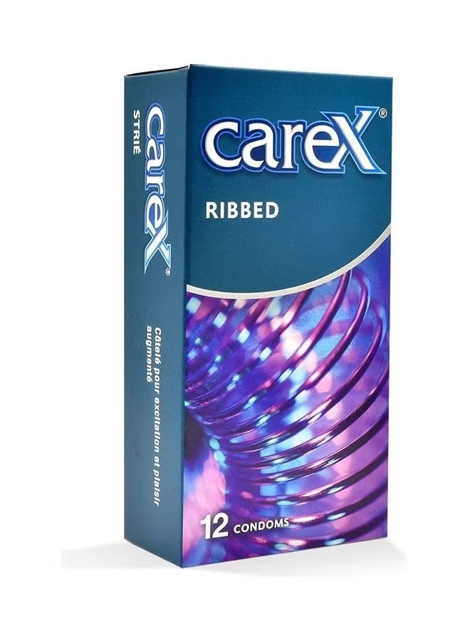 careX Ribbed Condoms | Sensation And Pleasure | 12 Count