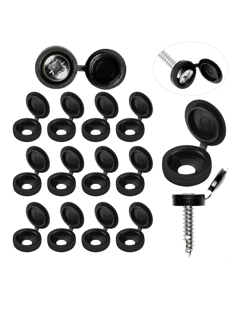 Zikra Screw Cover Caps Hinged Plastic Fold Snap Covers Washer Flip Tops Protective Furniture Hardware Screws Decor 100 Pieces, Black - Image 1