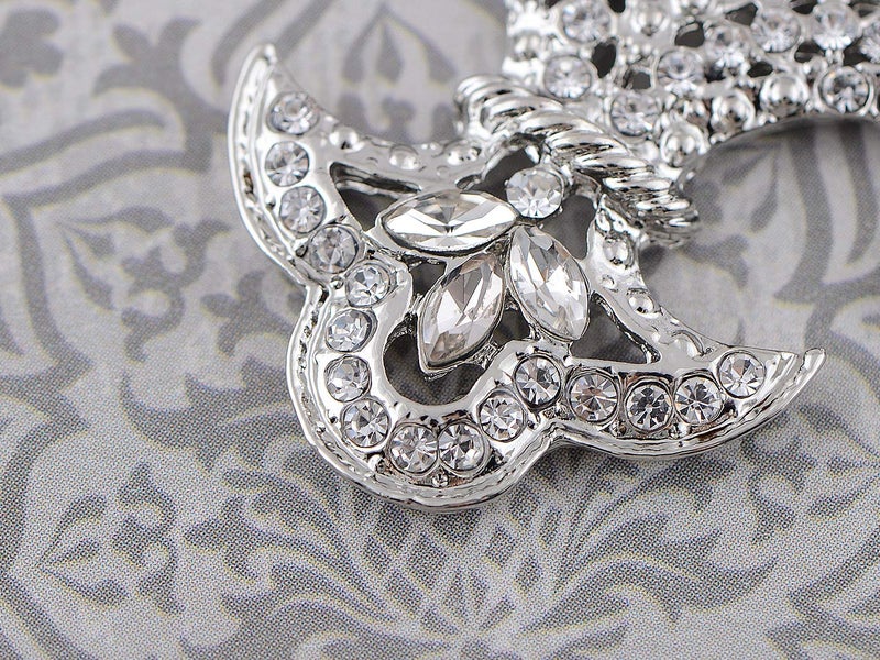 Alilang Silvery Tone Clear Crystal Colored Rhinestones French Fluer De Lis Lily Key Chain - Image 3
