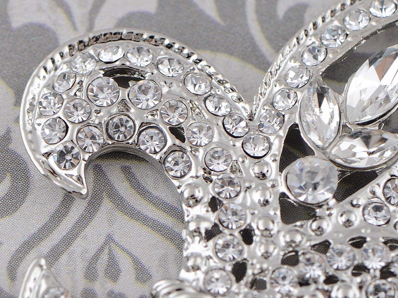 Alilang Silvery Tone Clear Crystal Colored Rhinestones French Fluer De Lis Lily Key Chain - Image 4