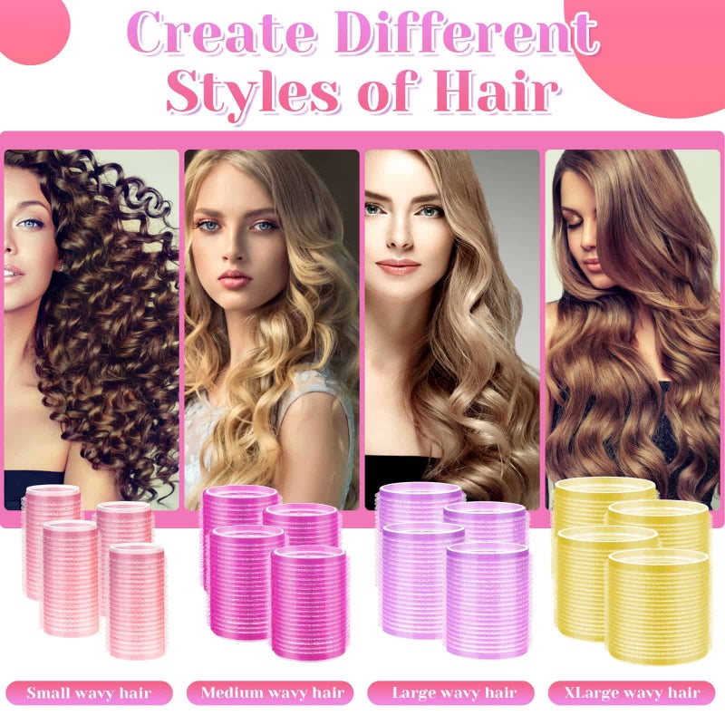 anezus Self Grip Hair Rollers Curlers Set 36Pcs, Hair Roller Sets 4 Sizes (Jumbo, Large, Medium, Small) with Clips and Comb for Long Medium Short Thick Fine Thin Hair Volume - Image 3
