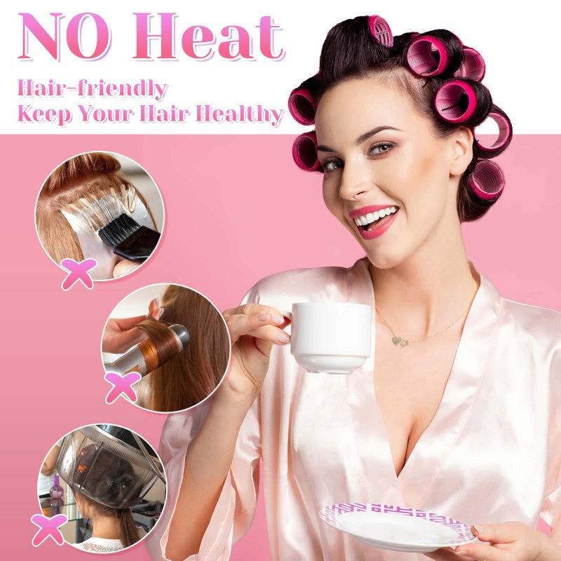 anezus Self Grip Hair Rollers Curlers Set 36Pcs, Hair Roller Sets 4 Sizes (Jumbo, Large, Medium, Small) with Clips and Comb for Long Medium Short Thick Fine Thin Hair Volume - Image 4