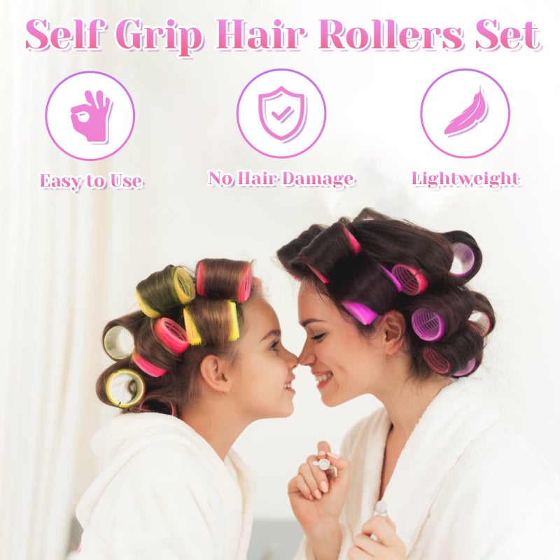 anezus Self Grip Hair Rollers Curlers Set 36Pcs, Hair Roller Sets 4 Sizes (Jumbo, Large, Medium, Small) with Clips and Comb for Long Medium Short Thick Fine Thin Hair Volume - Image 2