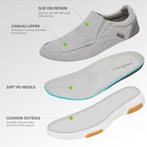 OrthoComfoot Men's Orthopedic Comfortable Walking Shoes for High Arch, Orthotic Slip-On Sneakers for Ankle Pain, Lightweight Outdoor Shoes for Hanging Out Grey Size 9 - Image 4
