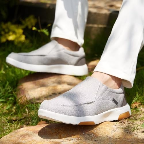 OrthoComfoot Men's Orthopedic Comfortable Walking Shoes for High Arch, Orthotic Slip-On Sneakers for Ankle Pain, Lightweight Outdoor Shoes for Hanging Out Grey Size 9 - Image 2