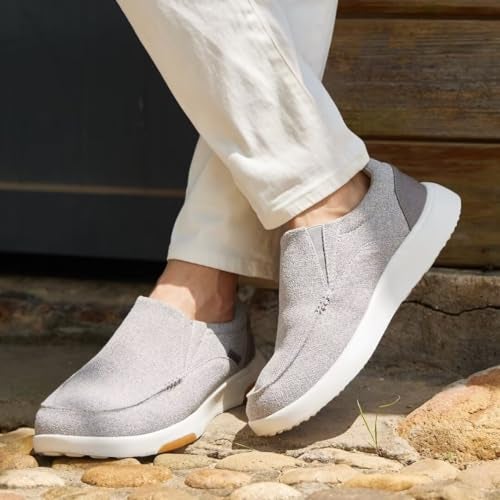 OrthoComfoot Men's Orthopedic Comfortable Walking Shoes for High Arch, Orthotic Slip-On Sneakers for Ankle Pain, Lightweight Outdoor Shoes for Hanging Out Grey Size 9 - Image 3