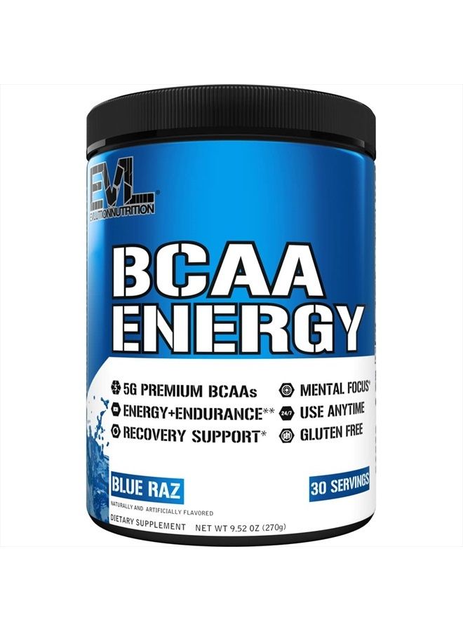 Evlution مسحوق الأحماض الأمينية EVL BCAAs - مسحوق طاقة BCAA قبل التمرين لاستعادة العضلات والنمو النحيف والقدرة على التحمل - مسحوق BCAA لإعادة الترطيب بعد التمرين مع كافيين طبيعي - توت أزرق - Image 1