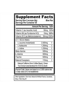 Evlution EVL BCAAs Amino Acids Powder - BCAA Energy Pre Workout Powder for Muscle Recovery Lean Growth and Endurance - Rehydrating BCAA Powder Post Workout Recovery Drink with Natural Caffeine - Blue Raz  - Image 2