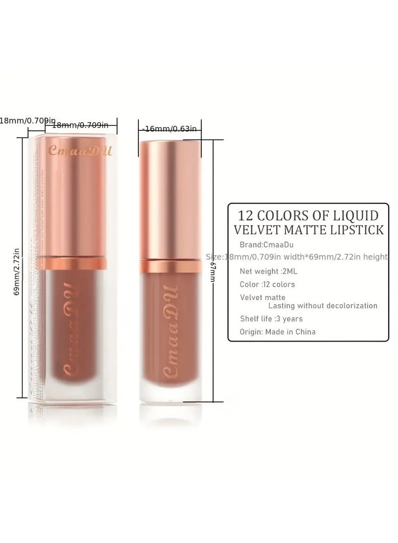 CmaaDu قطعتان من ملمع الشفاه غير اللامع المقاوم للماء وأحمر الشفاه المخملي - يدوم طويلاً، ناعم، ولامع، هدايا عيد الحب - Image 4