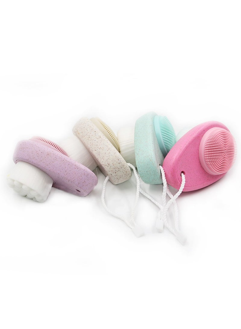 Generic Silicone Face Scrubber Brush Dual Sided Manual Face Cleaner for Women Gentle Skin Exfoliator Portable Skincare Tool  - Image 5