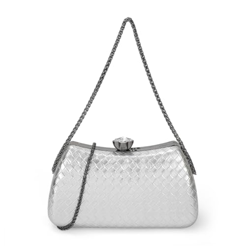 Mochi Women'S Grey Fashionable Faux Leather Party Clutch (38-156) - Image 1