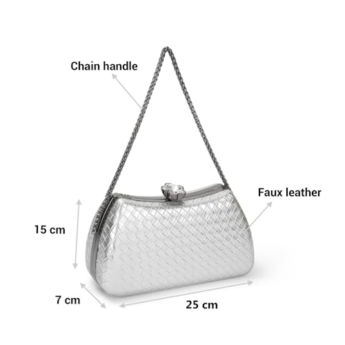 Mochi Women'S Grey Fashionable Faux Leather Party Clutch (38-156) - Image 3
