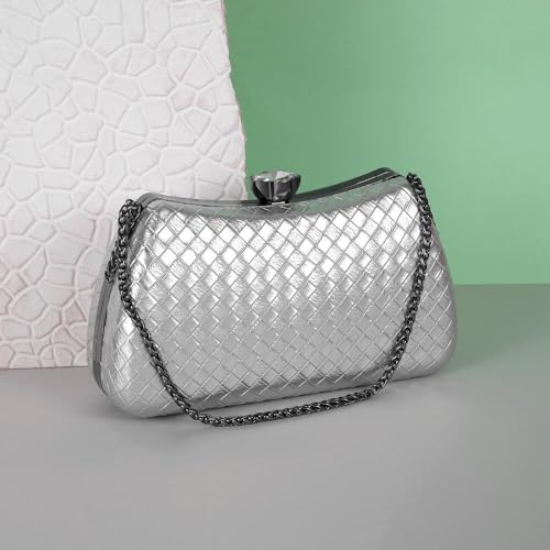 Mochi Women'S Grey Fashionable Faux Leather Party Clutch (38-156) - Image 2