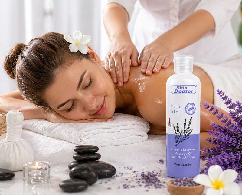 Skin Doctor Organic Lavender Massage Oil 250ml – Relaxing Body Massage Oil for Stress Relief & Skin Nourishment – Moisturizing Aromatherapy Oil for All Skin Types - Image 3