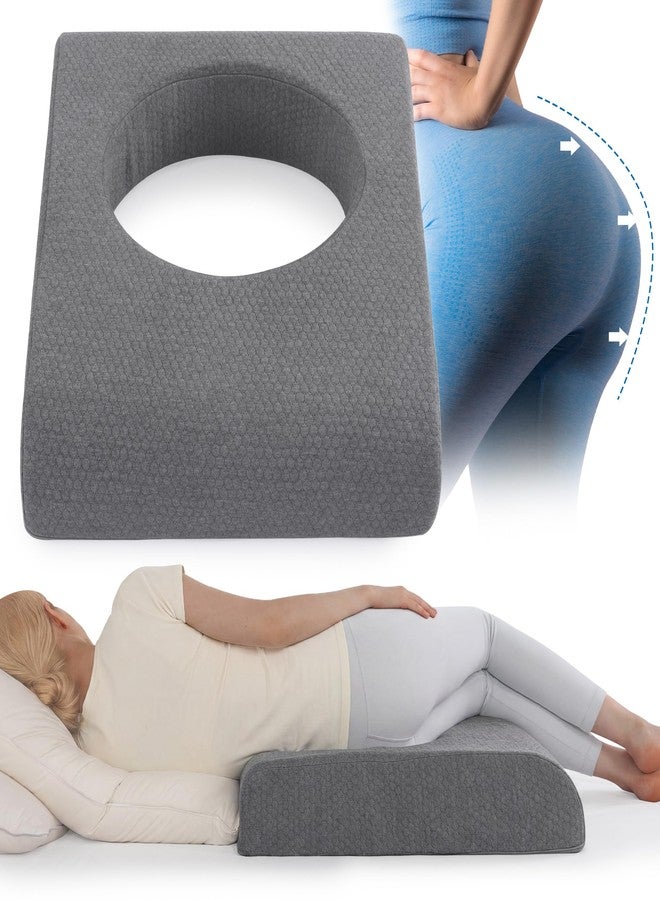 HOMBYS BBL Pillow After Surgery for Sleeping,High Density Foam Butt Pillow,Brazilian Butt Lift Pillow Post Surgery Recovery for Sleeping,BBL Chair with Hole (Gray) - Image 1