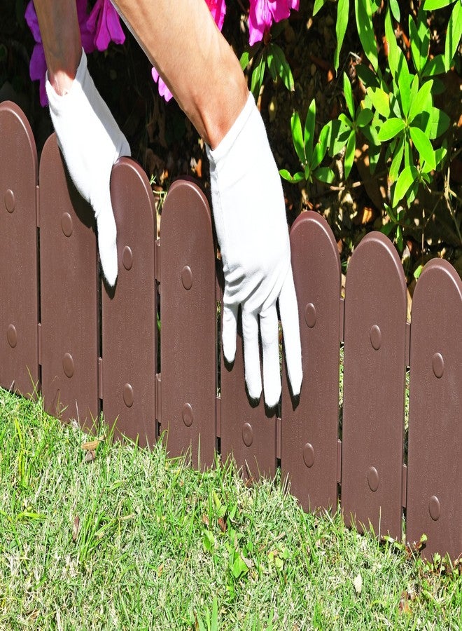 إيفيلاين حواف بلاستيكية لحديقة إيفلين: تصميم سياج خشبي - 8 قطع بنية اللون، بطانة سياج لتزيين الحدائق، حاجز حافة العشب - طقم بطول 10 أقدام من عناصر ألواح تزيين العشب - حواف تنسيق الحدائق - GMT-10374-A08 - Image 5