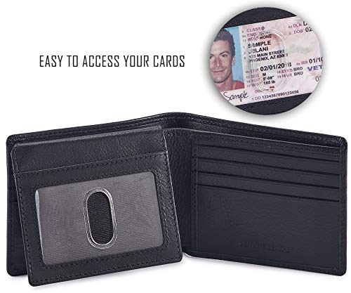 Cochoa Bifold Wallet for Men's Real Genuine Slim Leather RFID Blocking 2 ID Windows Stylish Travel Gift Box (NAPA, BLACK) - Image 2