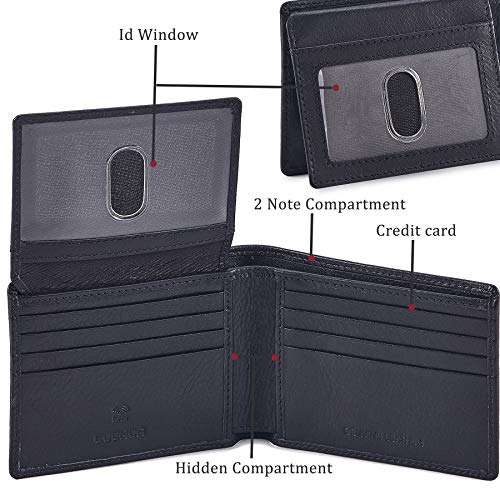 Cochoa Bifold Wallet for Men's Real Genuine Slim Leather RFID Blocking 2 ID Windows Stylish Travel Gift Box (NAPA, BLACK) - Image 4