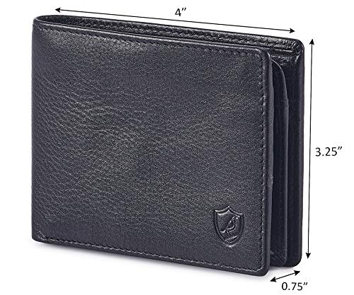 Cochoa Bifold Wallet for Men's Real Genuine Slim Leather RFID Blocking 2 ID Windows Stylish Travel Gift Box (NAPA, BLACK) - Image 3