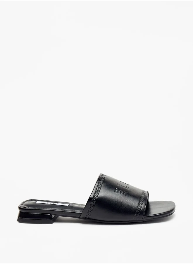 ELLE Women's Logo Embossed Slip-On Sandals