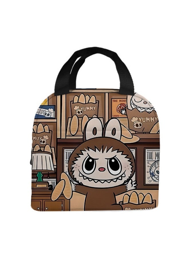 Labubu lunch bag cartoon tote bag student lunch bag Aluminum foil insulated meal bag lunch box bag - Image 1