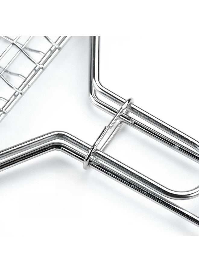 دبليو أيه أو كي أن سلة شواء، مقبض خشبي للشواء شبكي للشواء قابل لإعادة الاستخدام، مناسبة لأسماك الهامبرغر والأطعمة البحرية والخضروات - Image 2